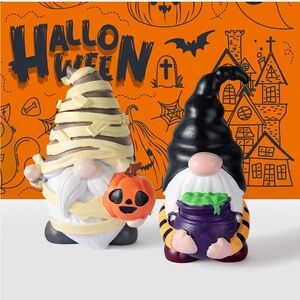 Halloween Gnomes for Indoor and Outdoor Decor- 2 Resin Garden Gnomes Statues